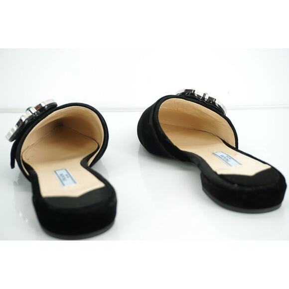 Prada Velvet Crystal Broach Pointy Mule Flat jewel broach - Picture 12 of 12